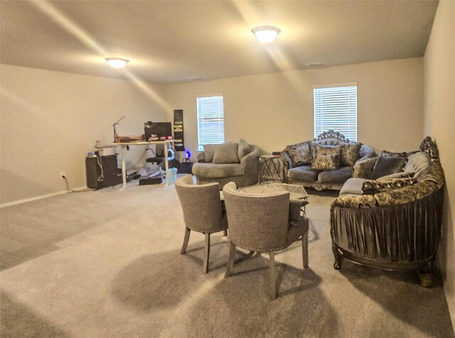 living room with carpet floors