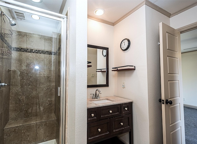 bathroom featuring vanity and walk in shower