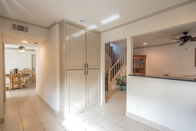 corridor with ornamental molding