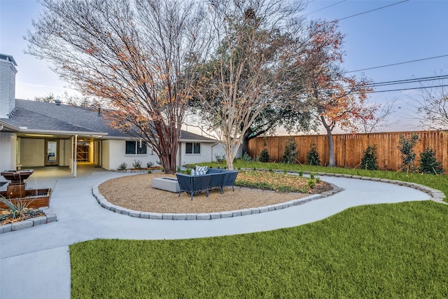 view of yard with a patio area