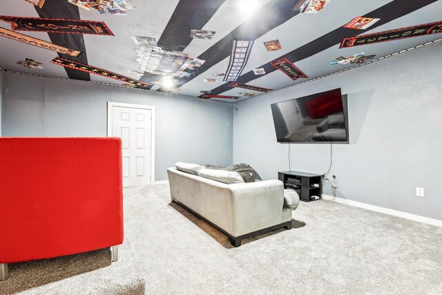 living room with carpet floors