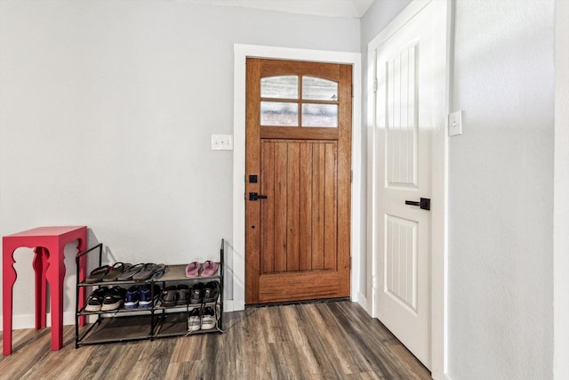 entrance foyer featuring dark hardwood / wood-style floors