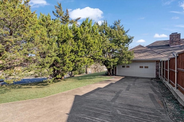 view of patio with a garage