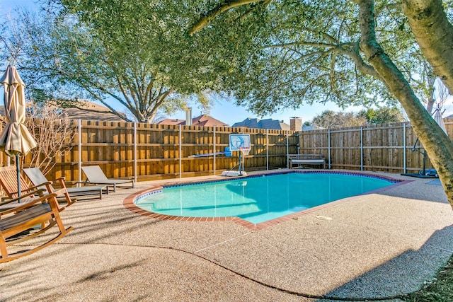 view of swimming pool with a patio area