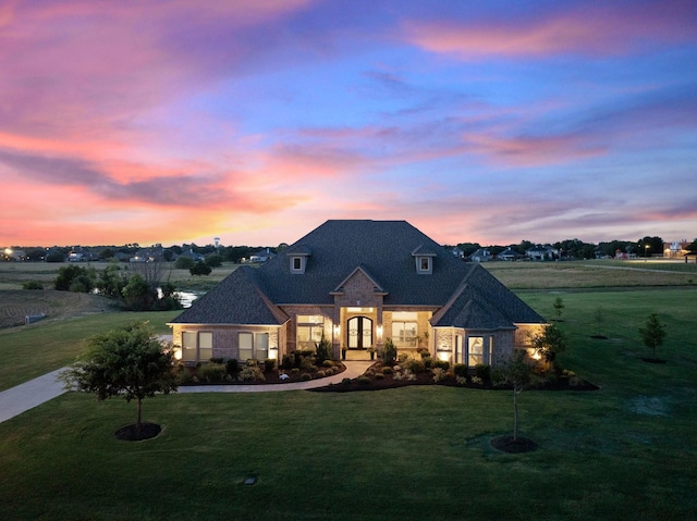 4705 Fulbrook Dr, Parker, TX 75002 - french provincial home with roof with shingles, a front lawn, and brick siding