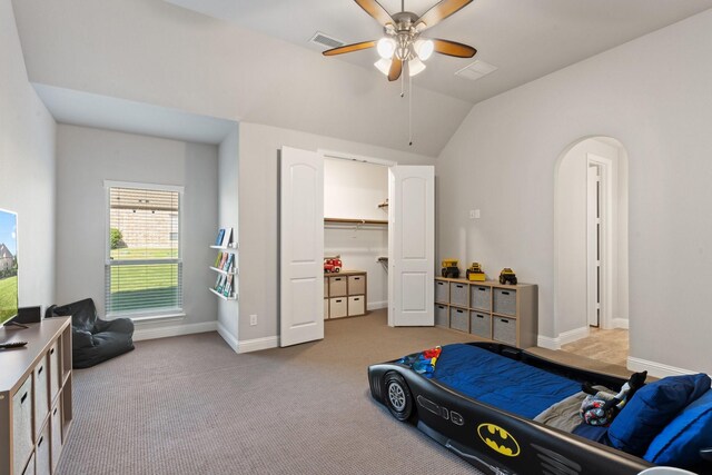 bathroom with ceiling fan and vanity