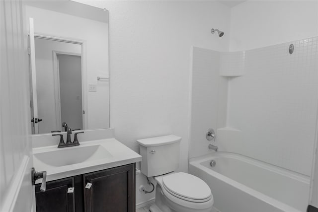 full bathroom with toilet, shower / washtub combination, and vanity