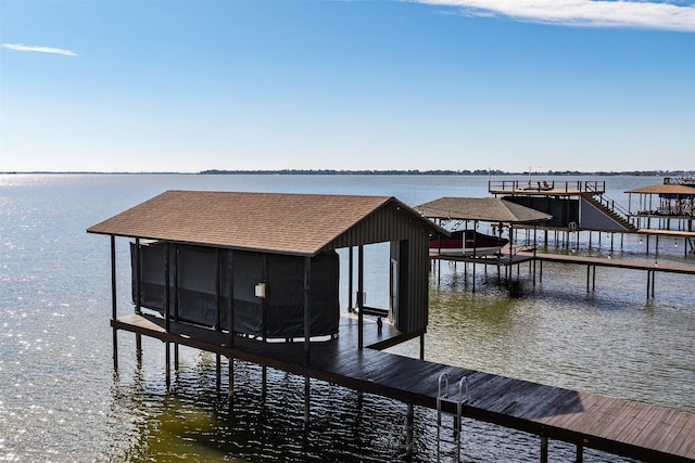 view of dock featuring a water view