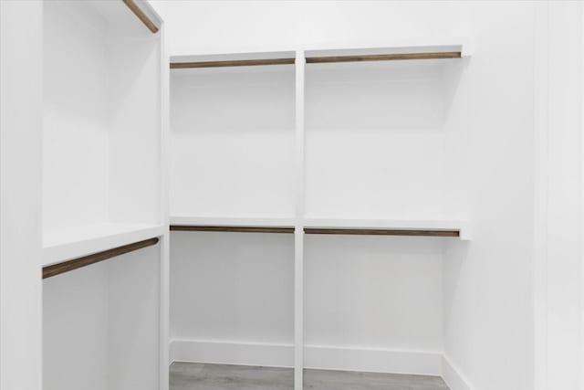 walk in closet with hardwood / wood-style floors