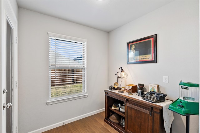 home office featuring hardwood / wood-style flooring