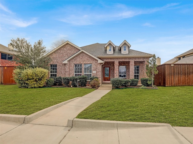 view of front of property featuring a front lawn