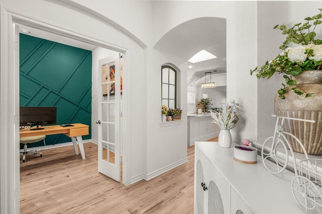 hall featuring light hardwood / wood-style flooring