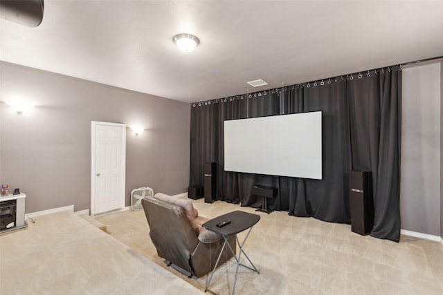 view of carpeted home theater room