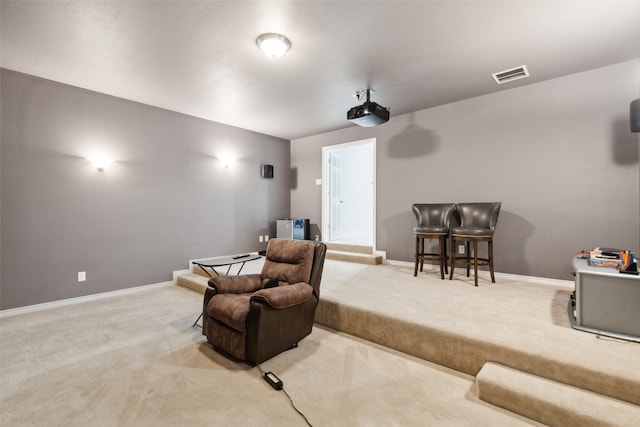 view of carpeted cinema room