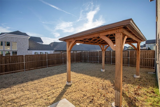 view of yard with a gazebo