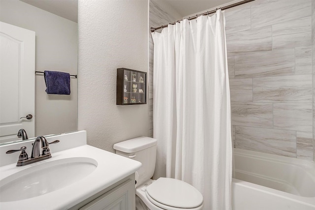 full bathroom with vanity, toilet, and shower / bath combo