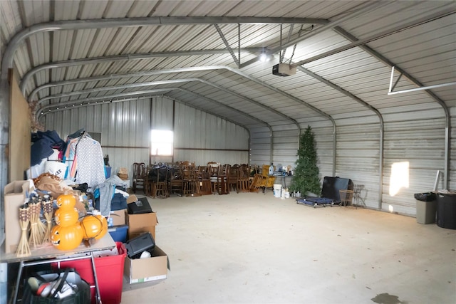 garage featuring metal wall