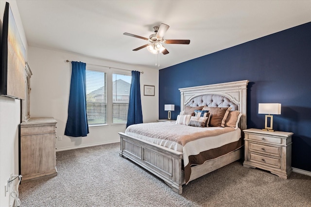 bedroom with carpet flooring and ceiling fan