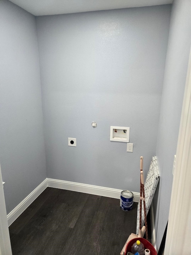 clothes washing area with hookup for a washing machine, hardwood / wood-style floors, and hookup for an electric dryer