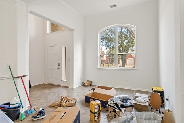 interior space with ornamental molding