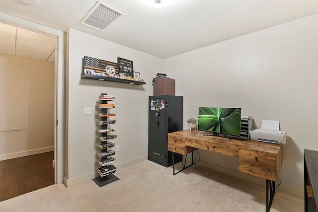 office space with light carpet