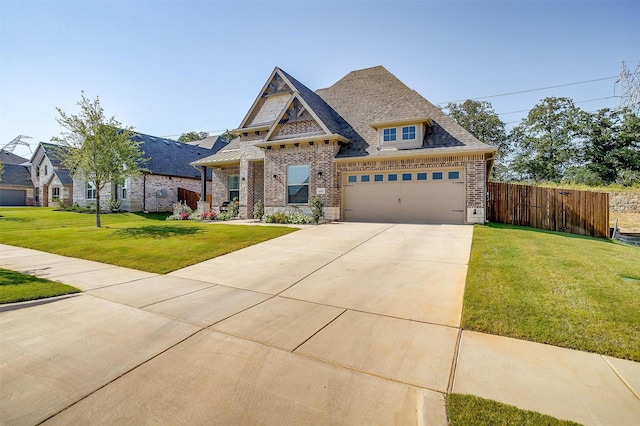 craftsman-style home featuring a garage and a front yard