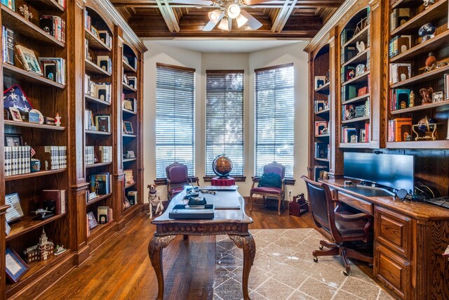 dining space featuring ornamental molding, a chandelier, and dark hardwood / wood-style flooring