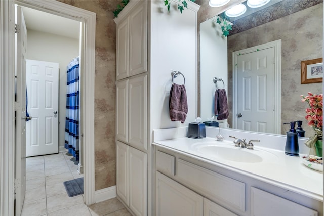 bathroom featuring vanity and tile patterned floors