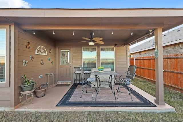 view of patio / terrace with ceiling fan