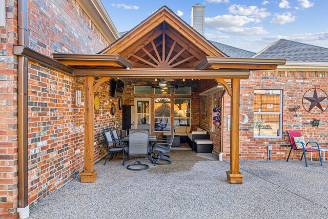 view of patio / terrace with an outdoor hangout area and ceiling fan