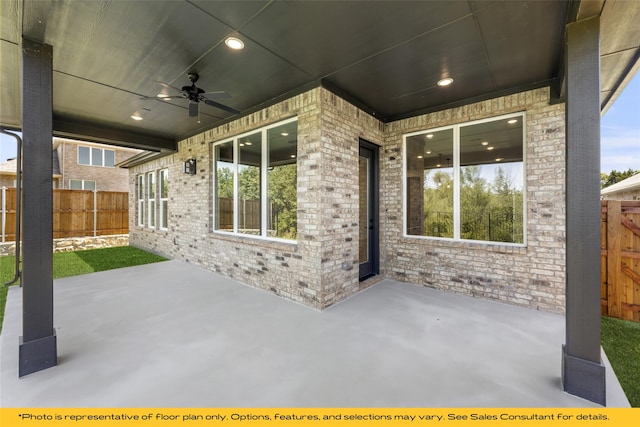 view of patio with ceiling fan