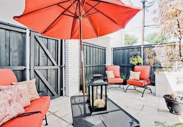 view of patio / terrace with an outdoor living space