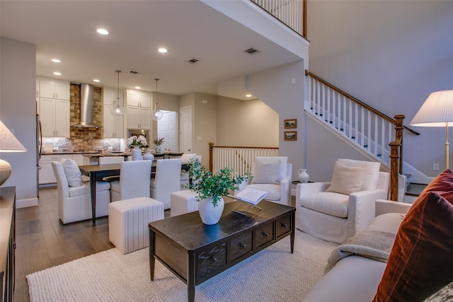 living room with hardwood / wood-style flooring