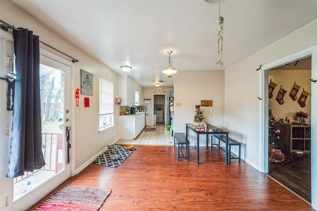 foyer entrance featuring light wood-type flooring