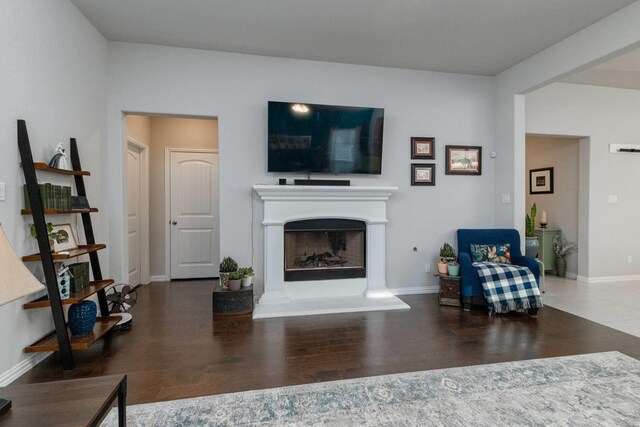 living room featuring dark hardwood / wood-style flooring