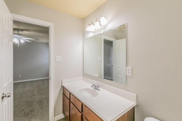 bathroom with vanity and ceiling fan