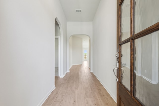 hall featuring light hardwood / wood-style flooring