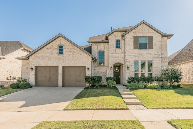 view of front of property featuring a front lawn