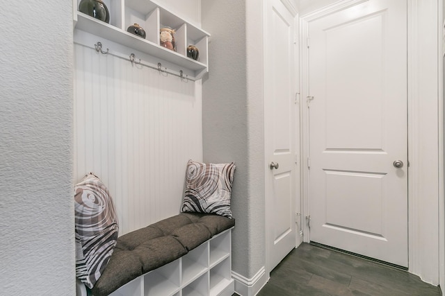 mudroom featuring dark hardwood / wood-style floors