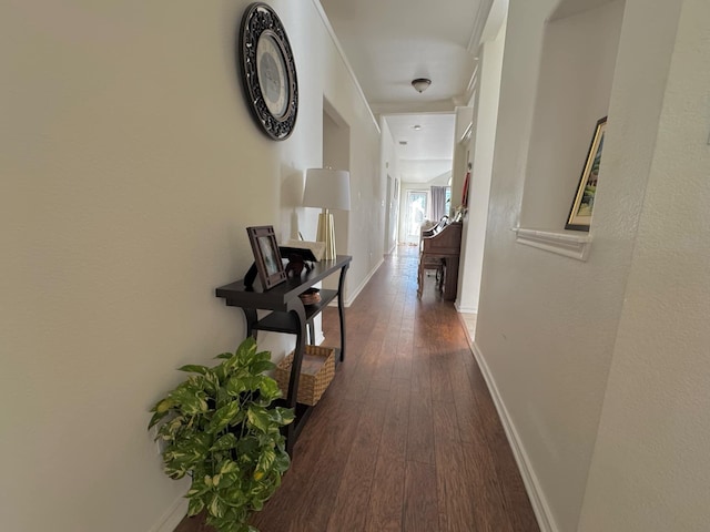 hallway featuring dark hardwood / wood-style flooring