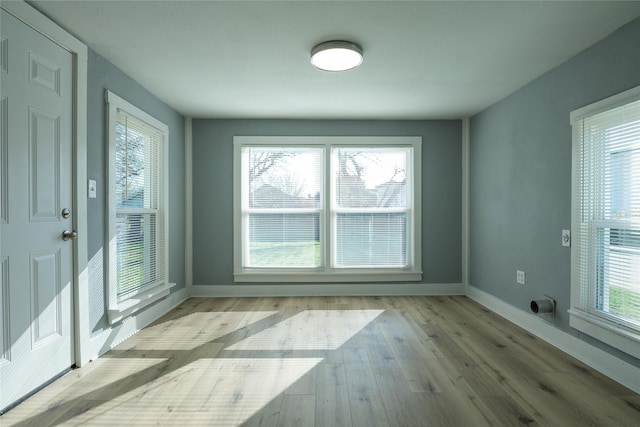 interior space with a healthy amount of sunlight and light hardwood / wood-style flooring