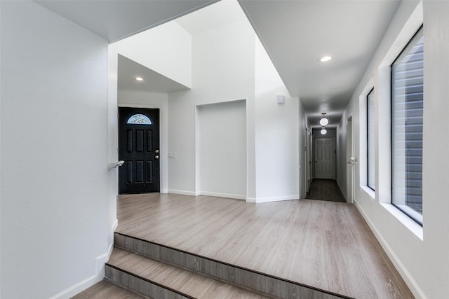 entryway with light wood-type flooring