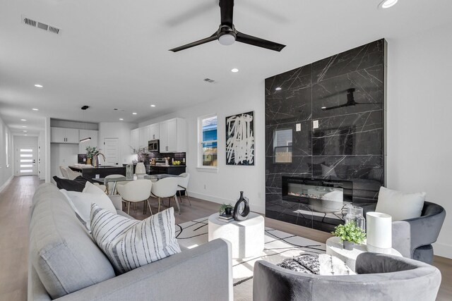 living room with hardwood / wood-style floors