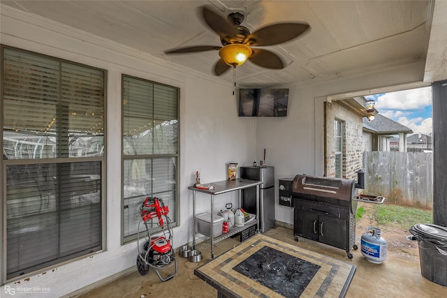 view of patio with ceiling fan