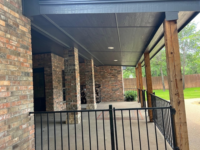 view of patio / terrace with a fireplace