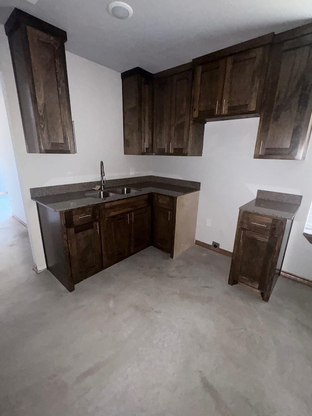 kitchen featuring sink and dark brown cabinets