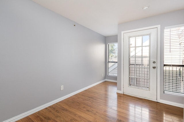 doorway to outside featuring wood-type flooring