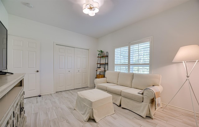 living room featuring light wood-type flooring