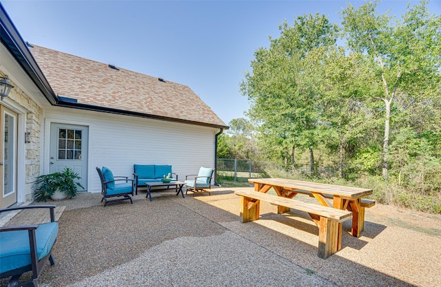 view of patio with an outdoor hangout area