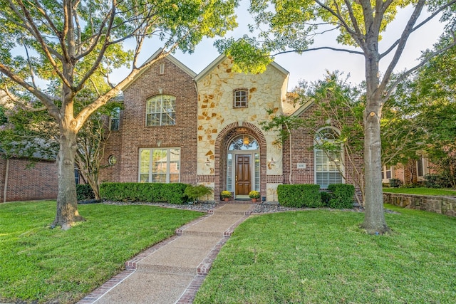 view of front facade with a front lawn